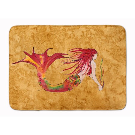 Carolines Treasures Ginger Red Headed Mermaid on Gold Machine Washable Memory Foam Mat 8727RUG